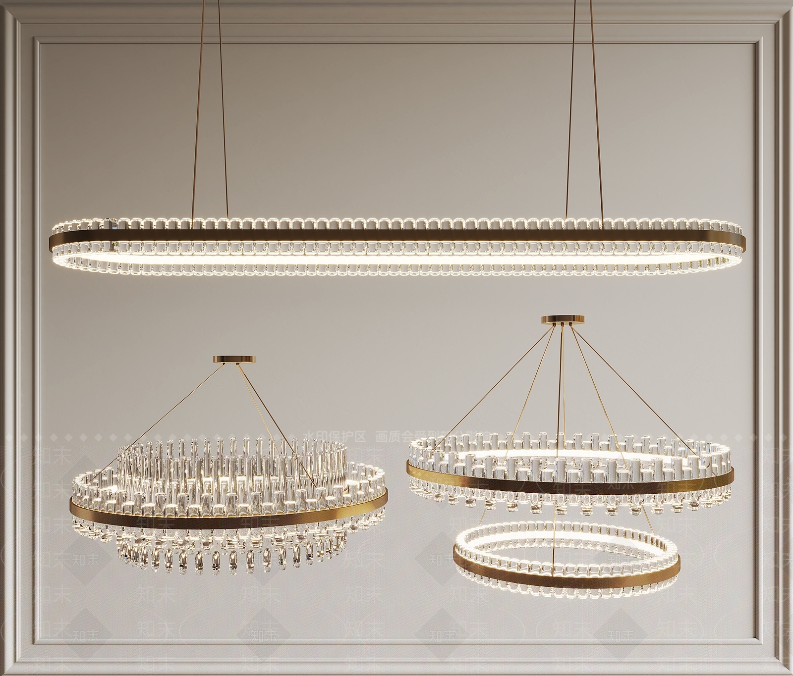 现代轻奢客厅吊灯3D模型下载【ID:1190726115】