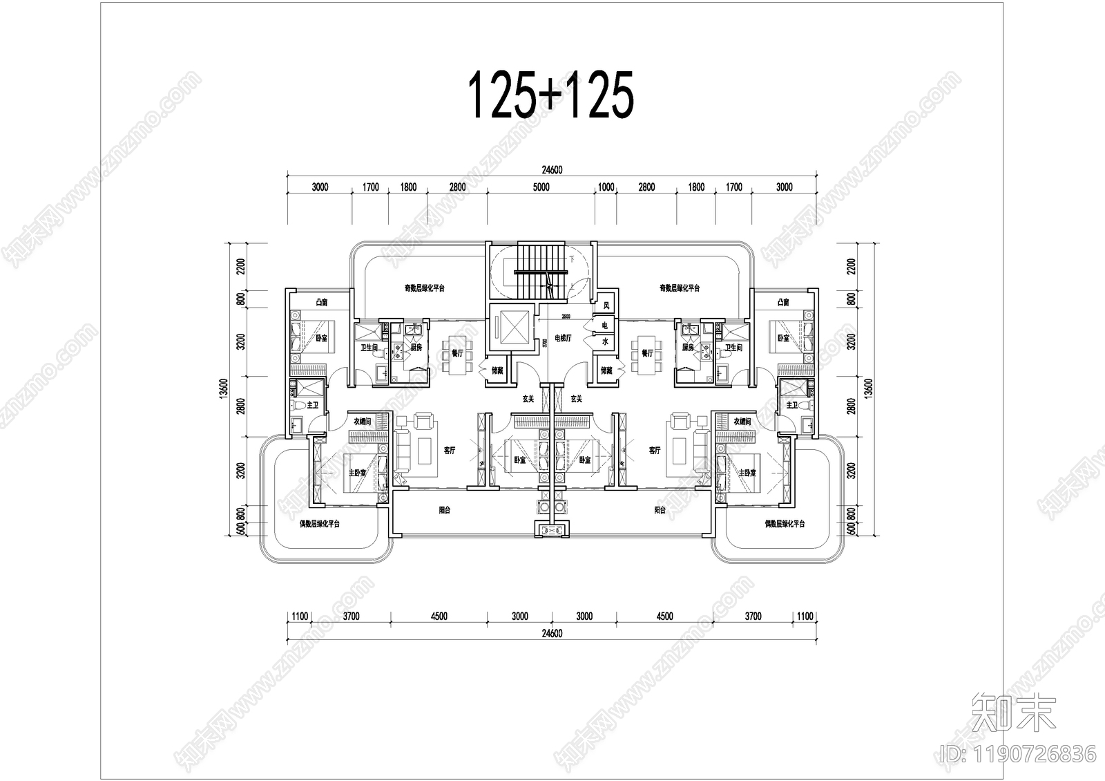 现代住宅楼建筑cad施工图下载【ID:1190726836】