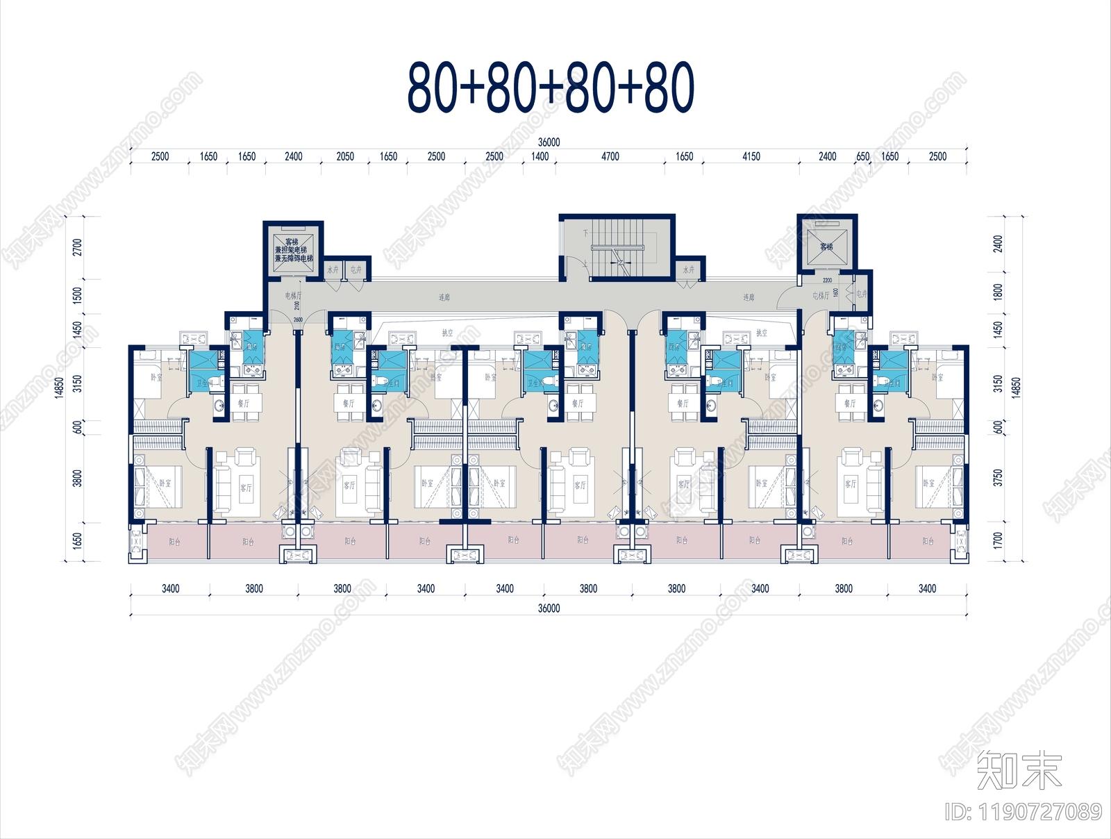现代住宅楼建筑施工图下载【ID:1190727089】