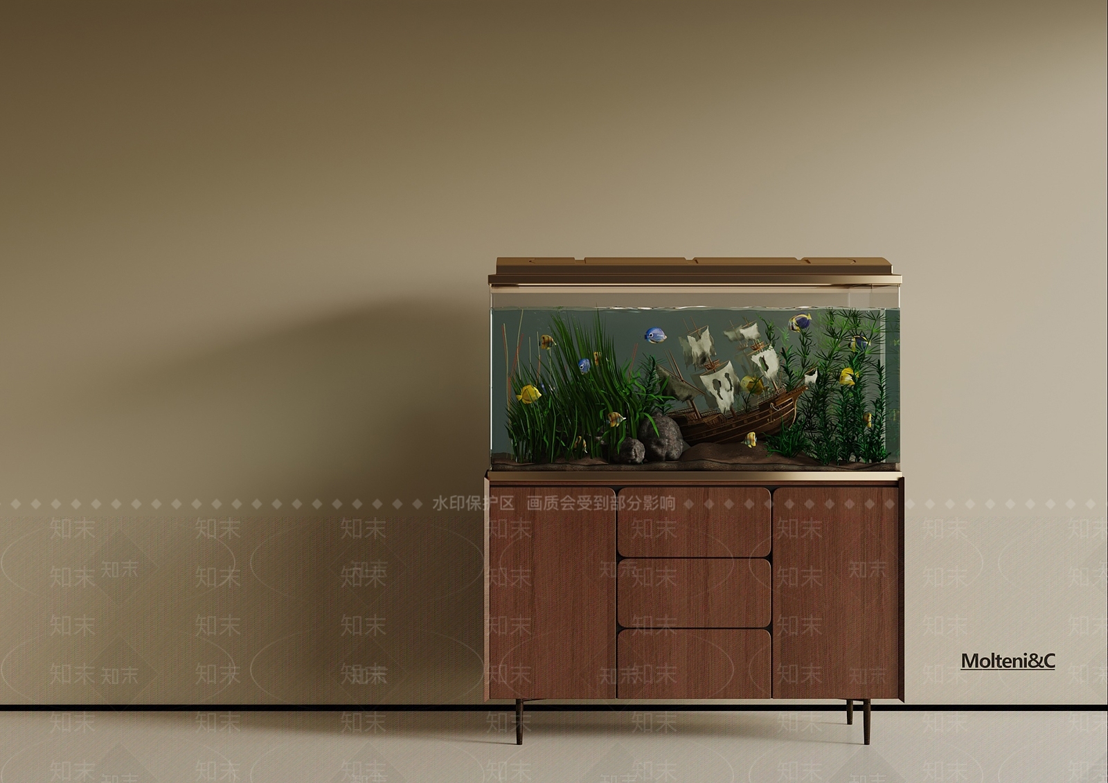 法式中古鱼缸3D模型下载【ID:1190730797】