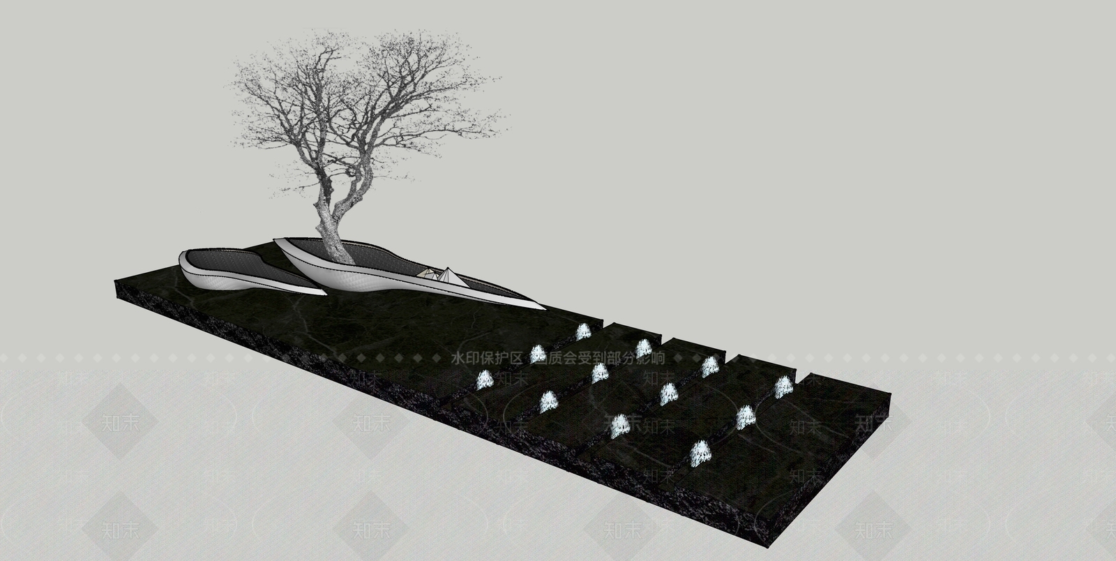 现代简约喷泉SU模型下载【ID:1190731213】