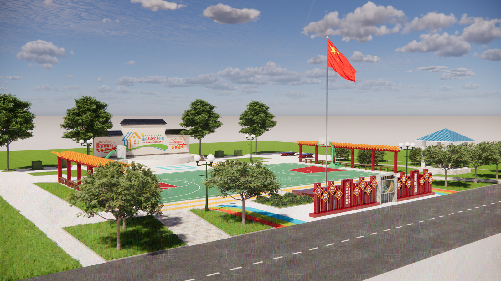 现代广场景观SU模型下载【ID:1190734413】