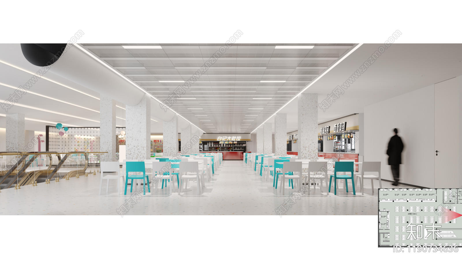 现代极简快餐店cad施工图下载【ID:1190734636】