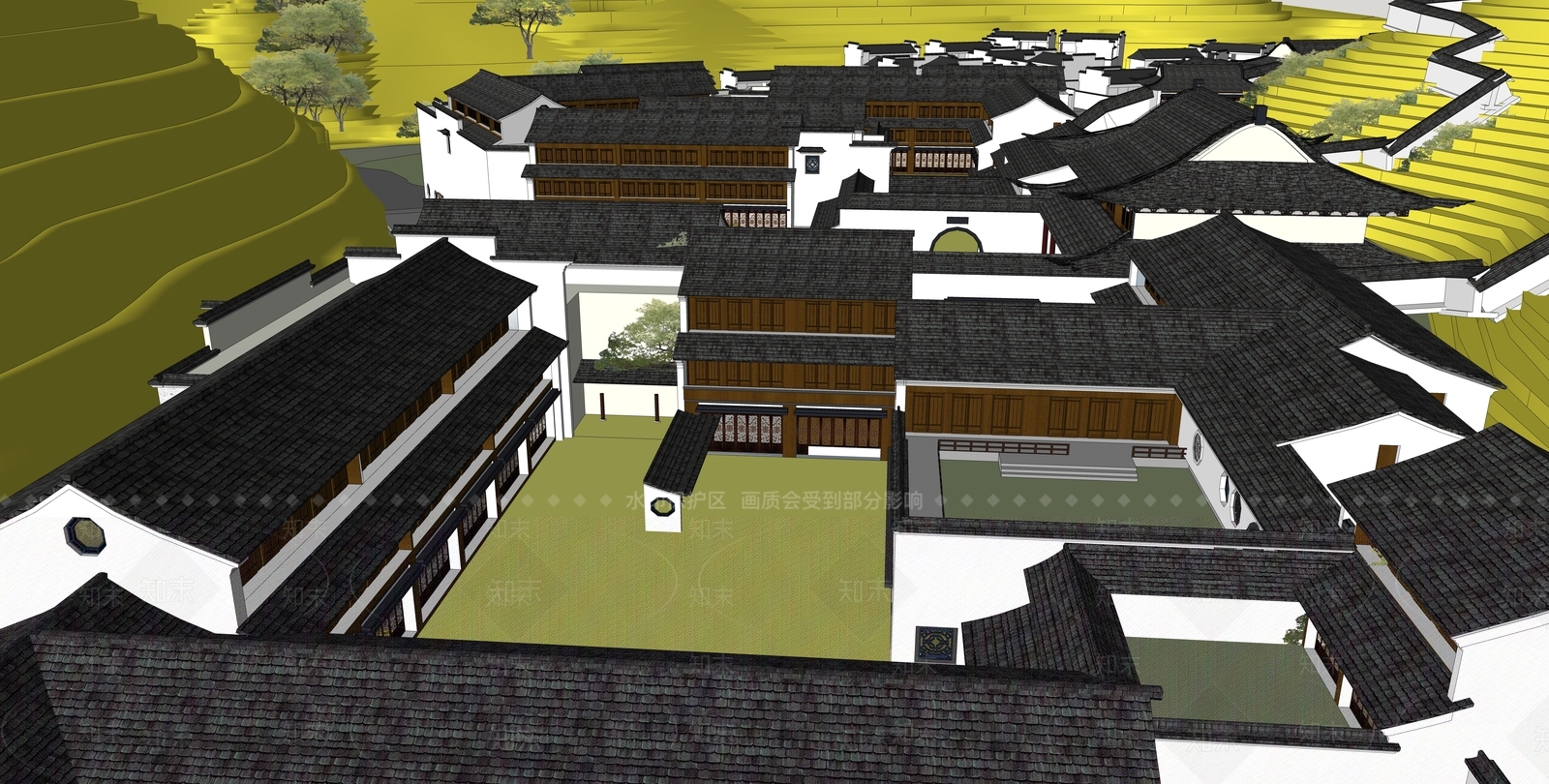 中式复古乡村民房SU模型下载【ID:1190736069】