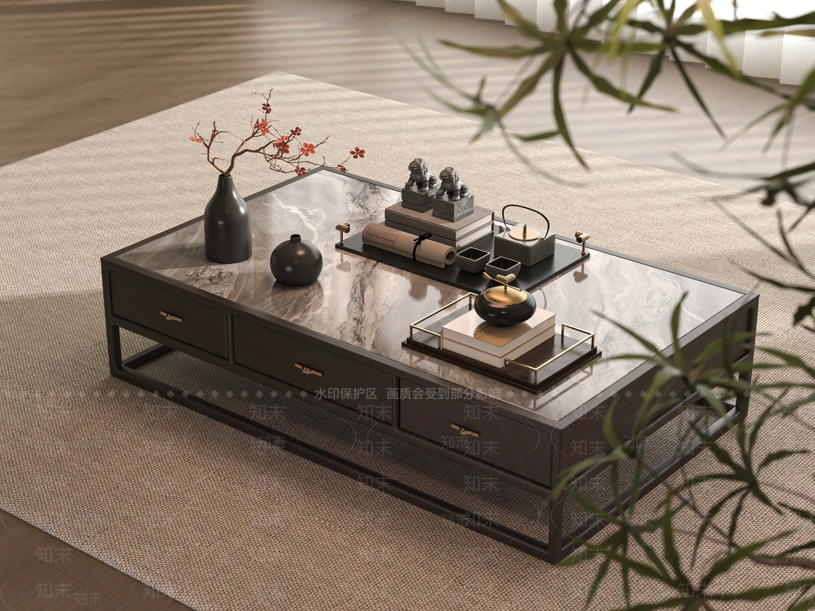 新中式茶几3D模型下载【ID:1190735671】