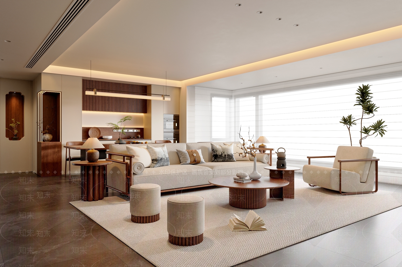 新中式中式宋式客餐厅3D模型下载【ID:1190737846】