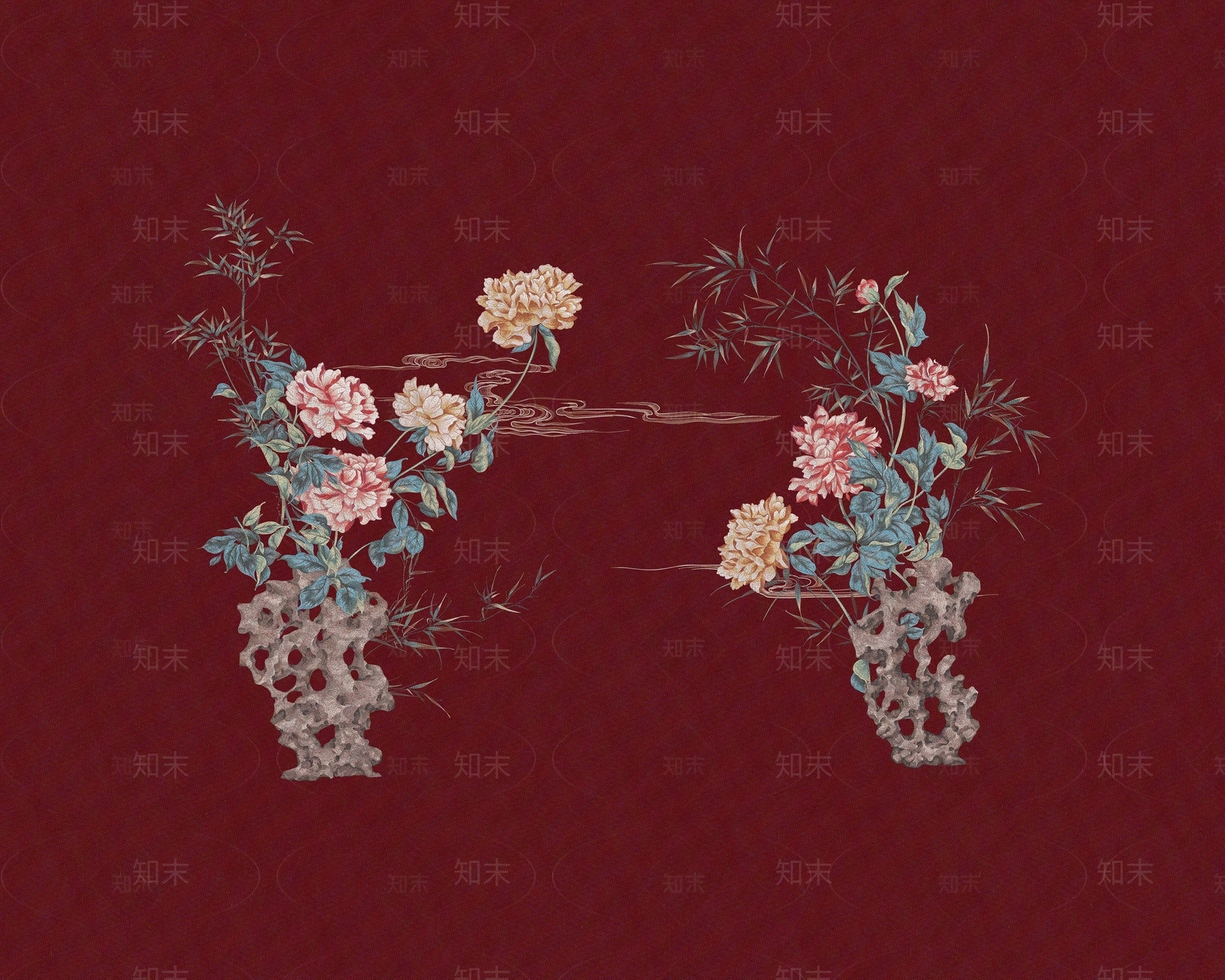 新中式中式花鸟壁纸贴图下载【ID:1190738725】