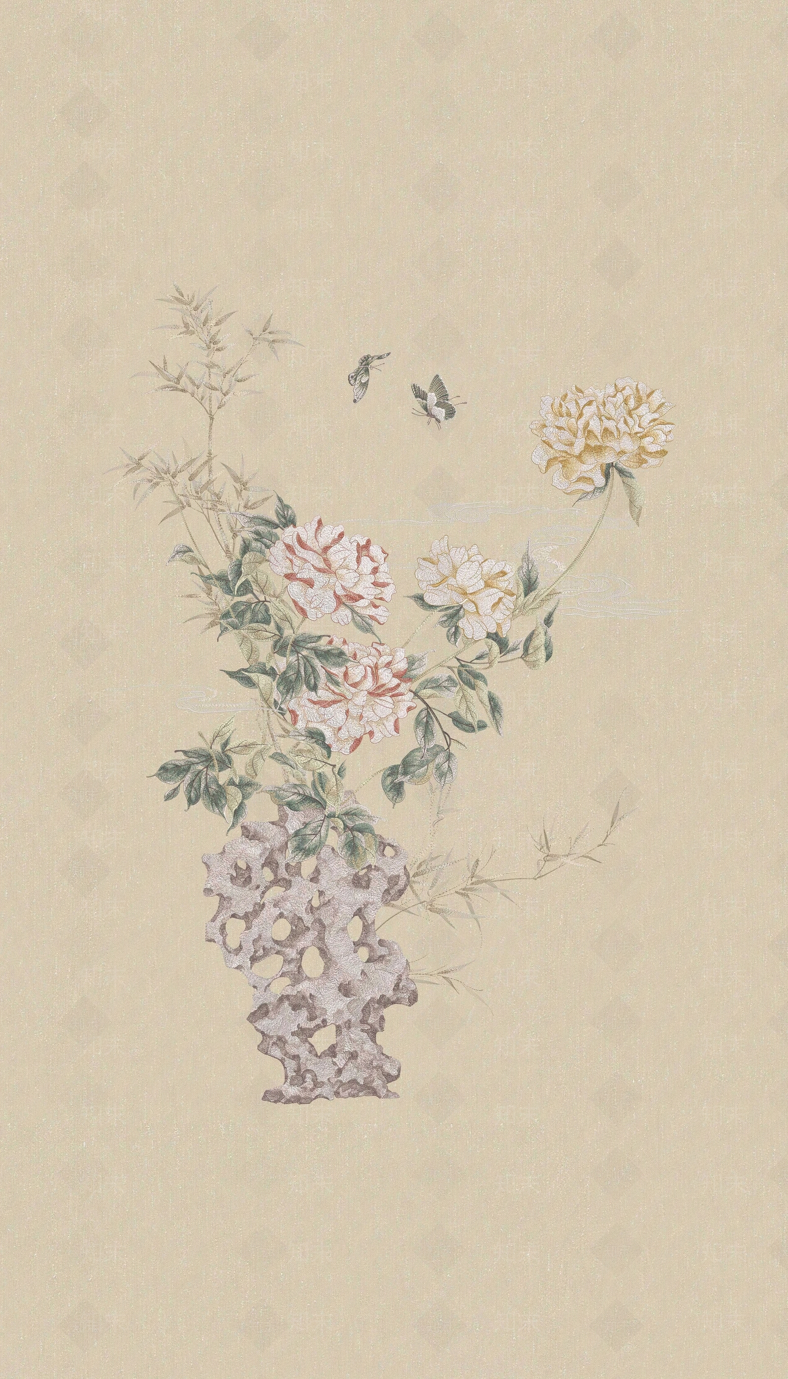 新中式中式花鸟壁纸贴图下载【ID:1190739075】