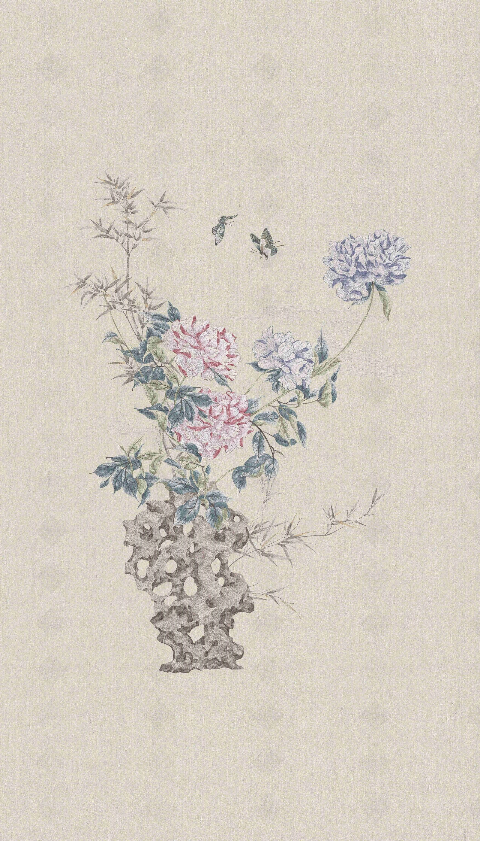 新中式中式花鸟壁纸贴图下载【ID:1190739163】