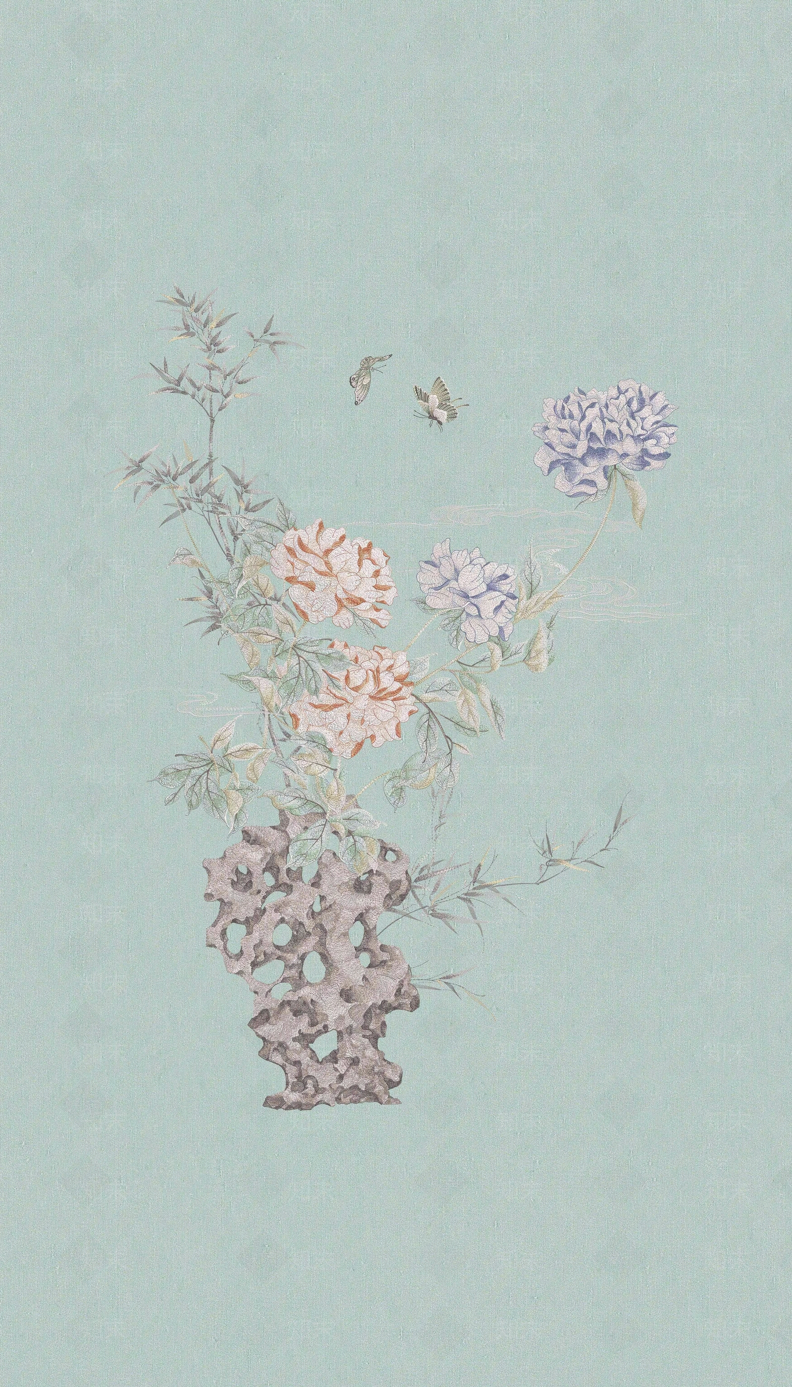 新中式中式花鸟壁纸贴图下载【ID:1190739250】