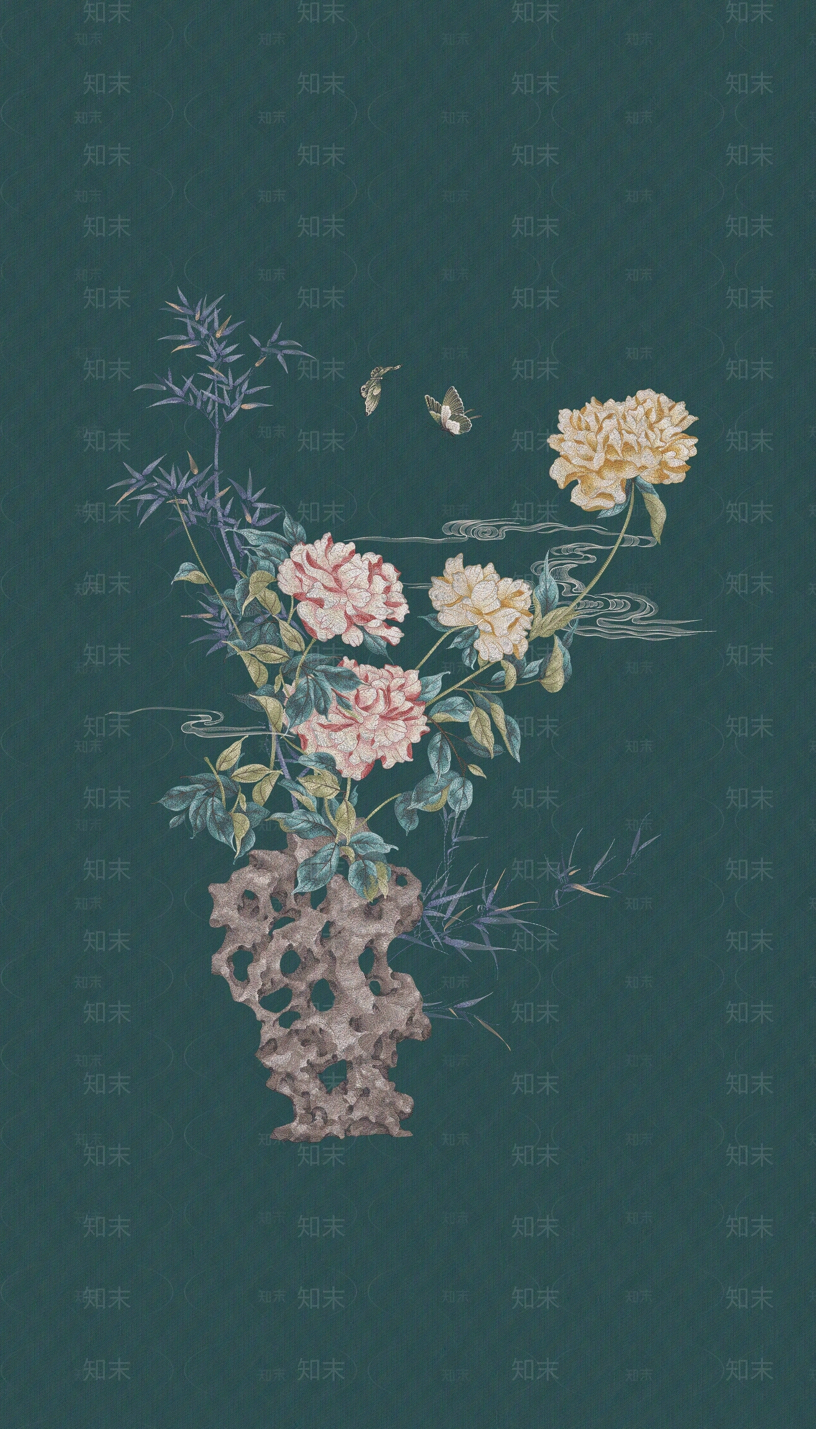 新中式中式花鸟壁纸贴图下载【ID:1190739488】