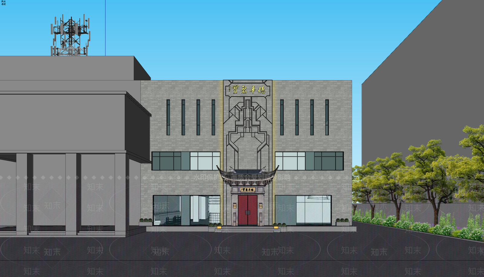 现代轻奢门头SU模型下载【ID:1190740180】