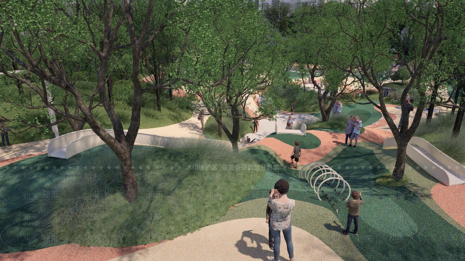 现代原木儿童游乐区SU模型下载【ID:1190741429】