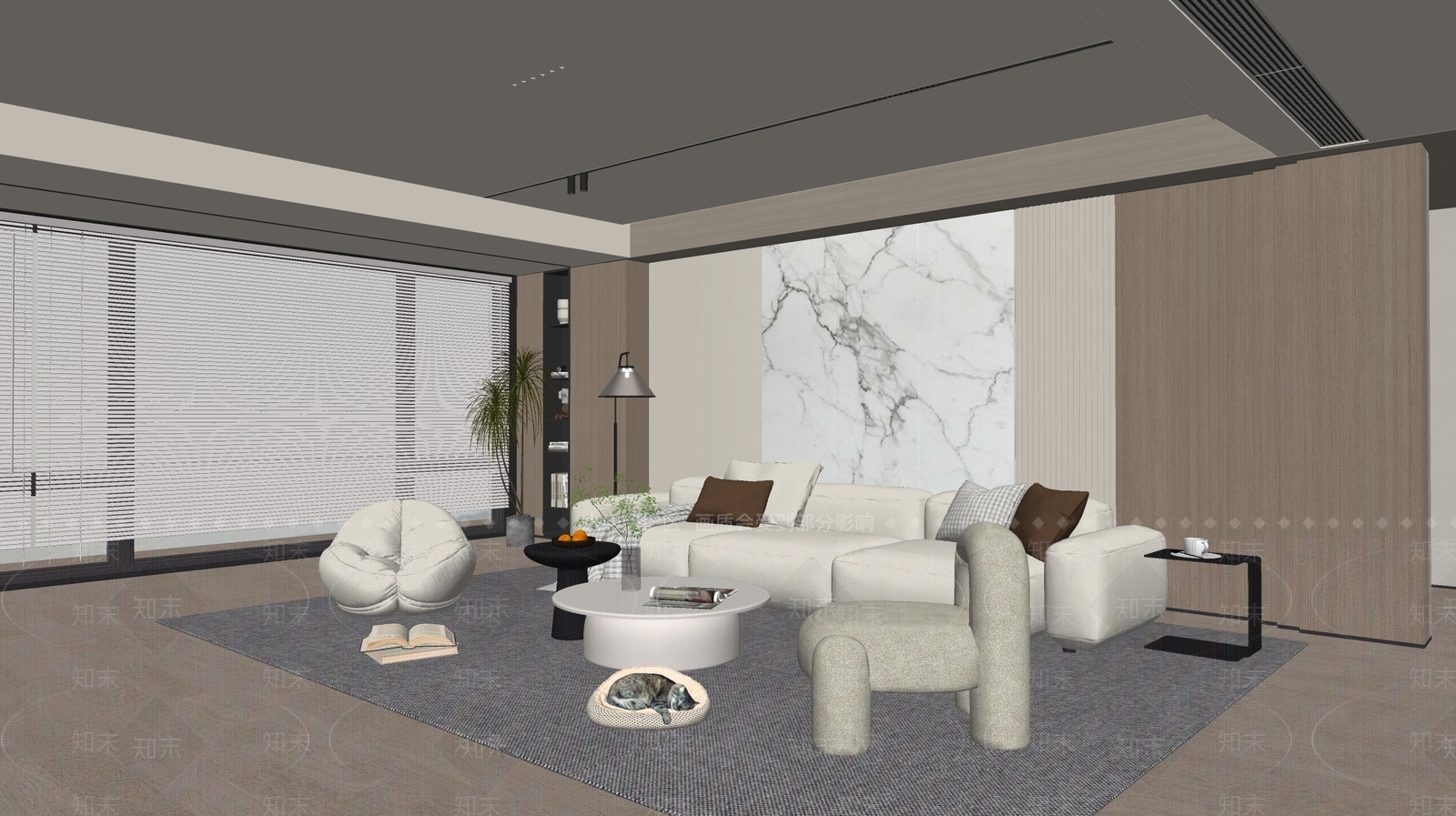 现代家居客厅SU模型下载【ID:1190741790】