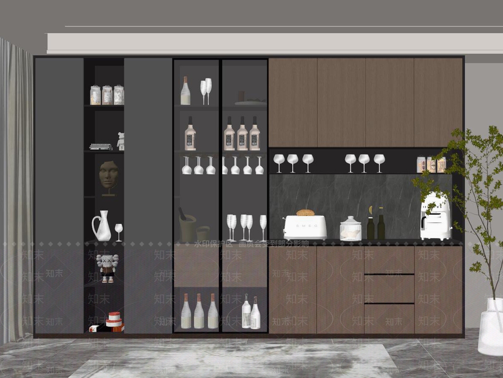 现代酒柜SU模型下载【ID:1190741886】