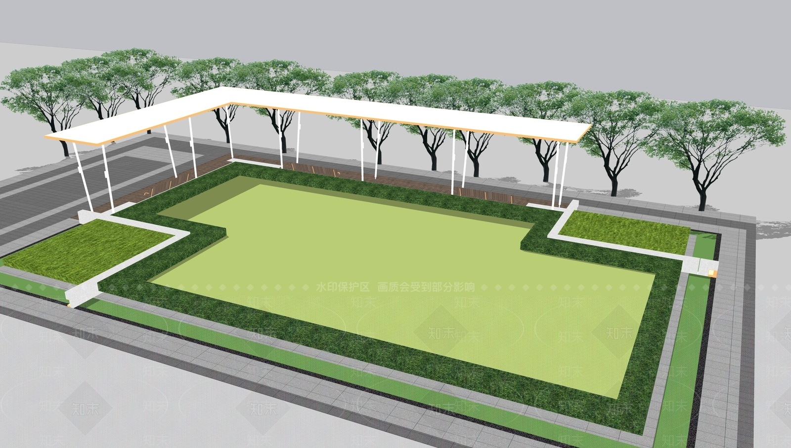 现代廊架SU模型下载【ID:1190742632】