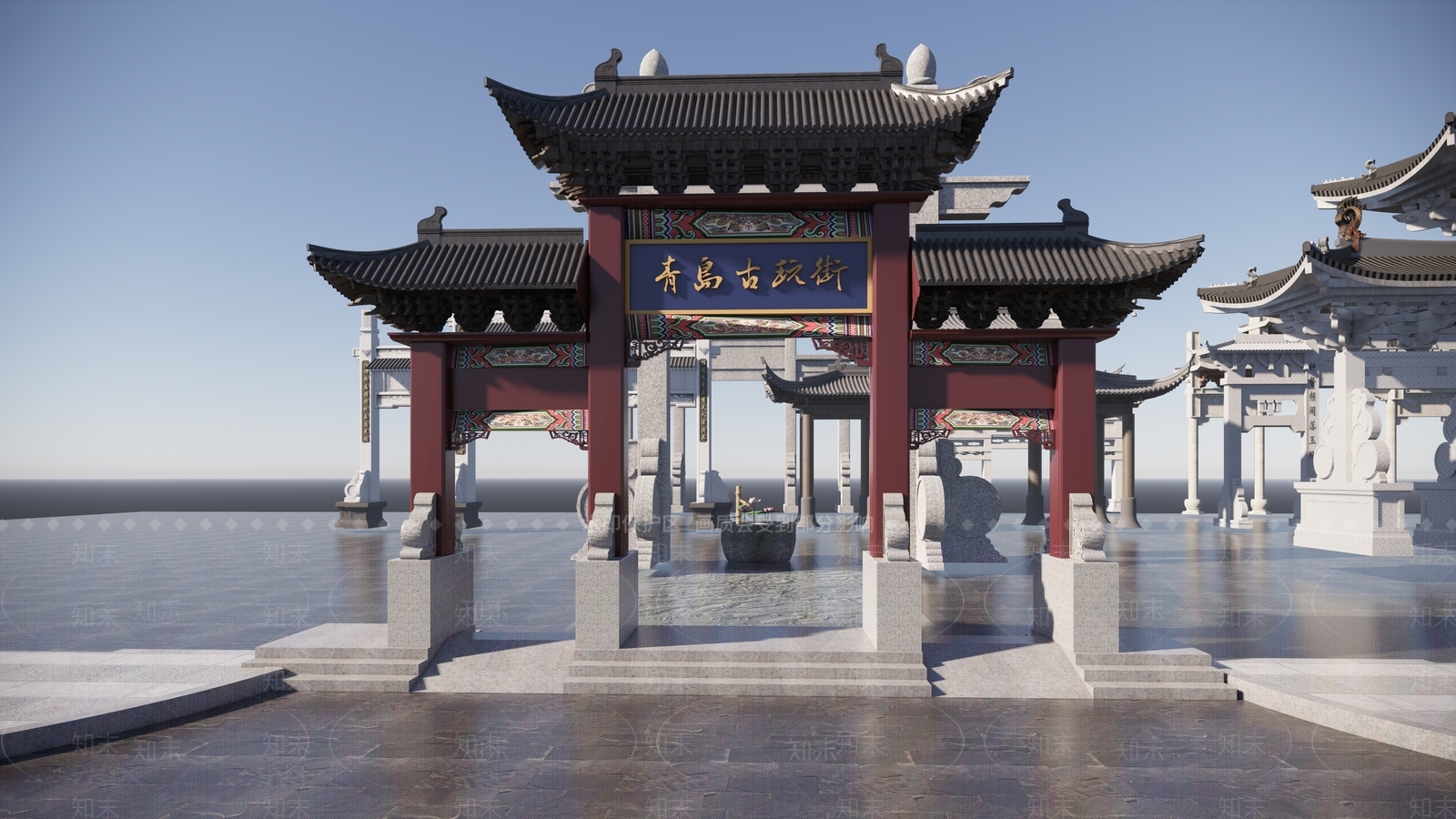 中式牌坊牌楼SU模型下载【ID:1190745218】