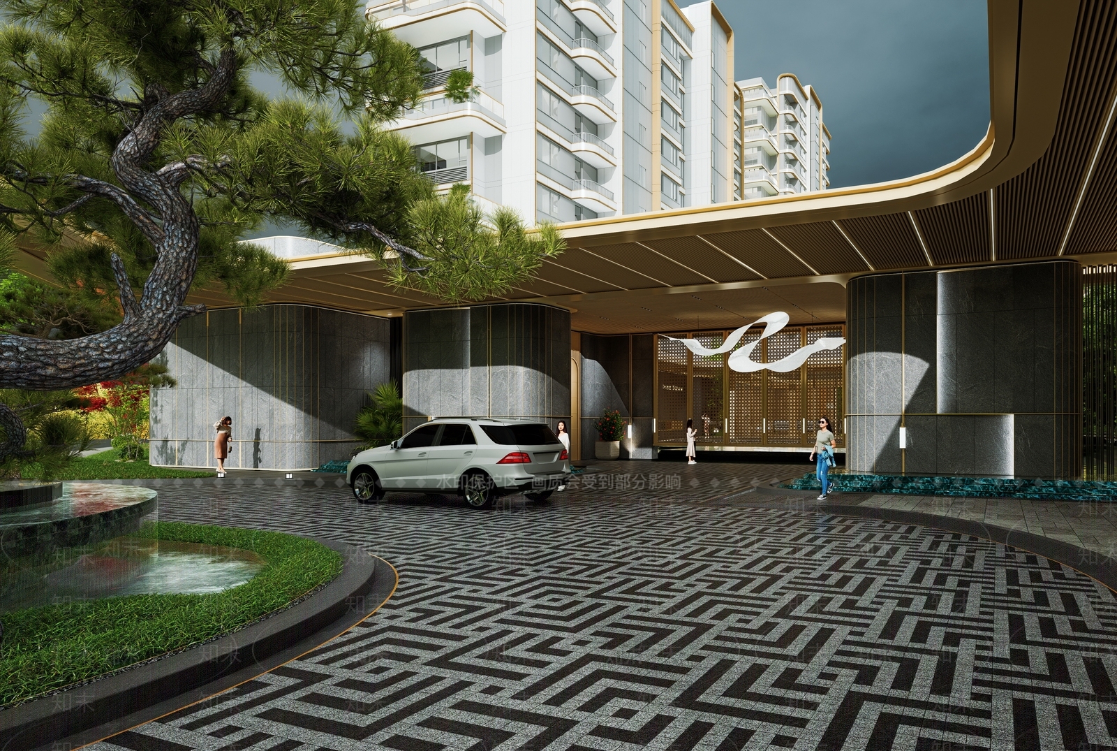 现代新中式售楼处建筑SU模型下载【ID:1190749081】