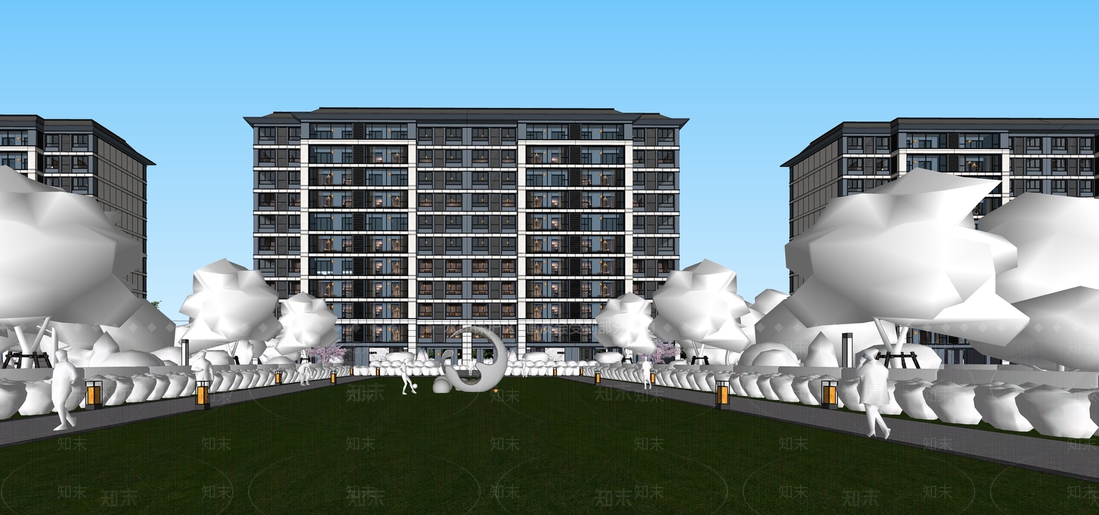 现代新中式多层住宅SU模型下载【ID:1190752079】