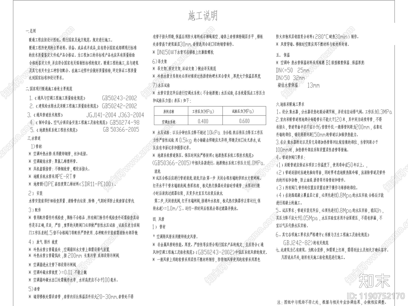 现代设计说明cad施工图下载【ID:1190752170】