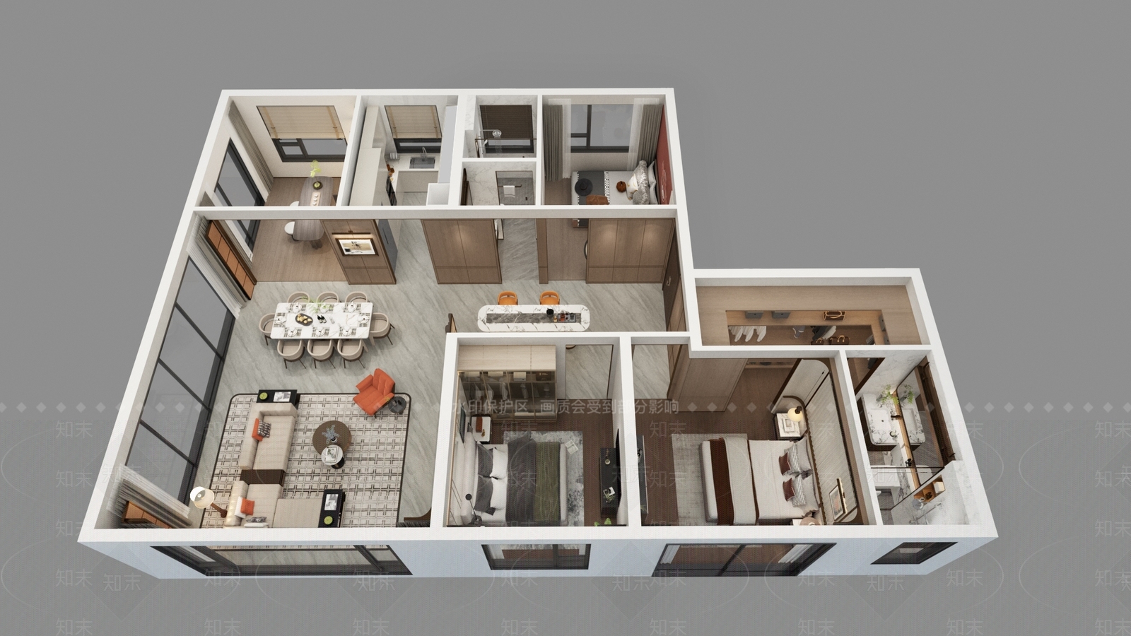 现代家装鸟瞰SU模型下载【ID:1190843886】