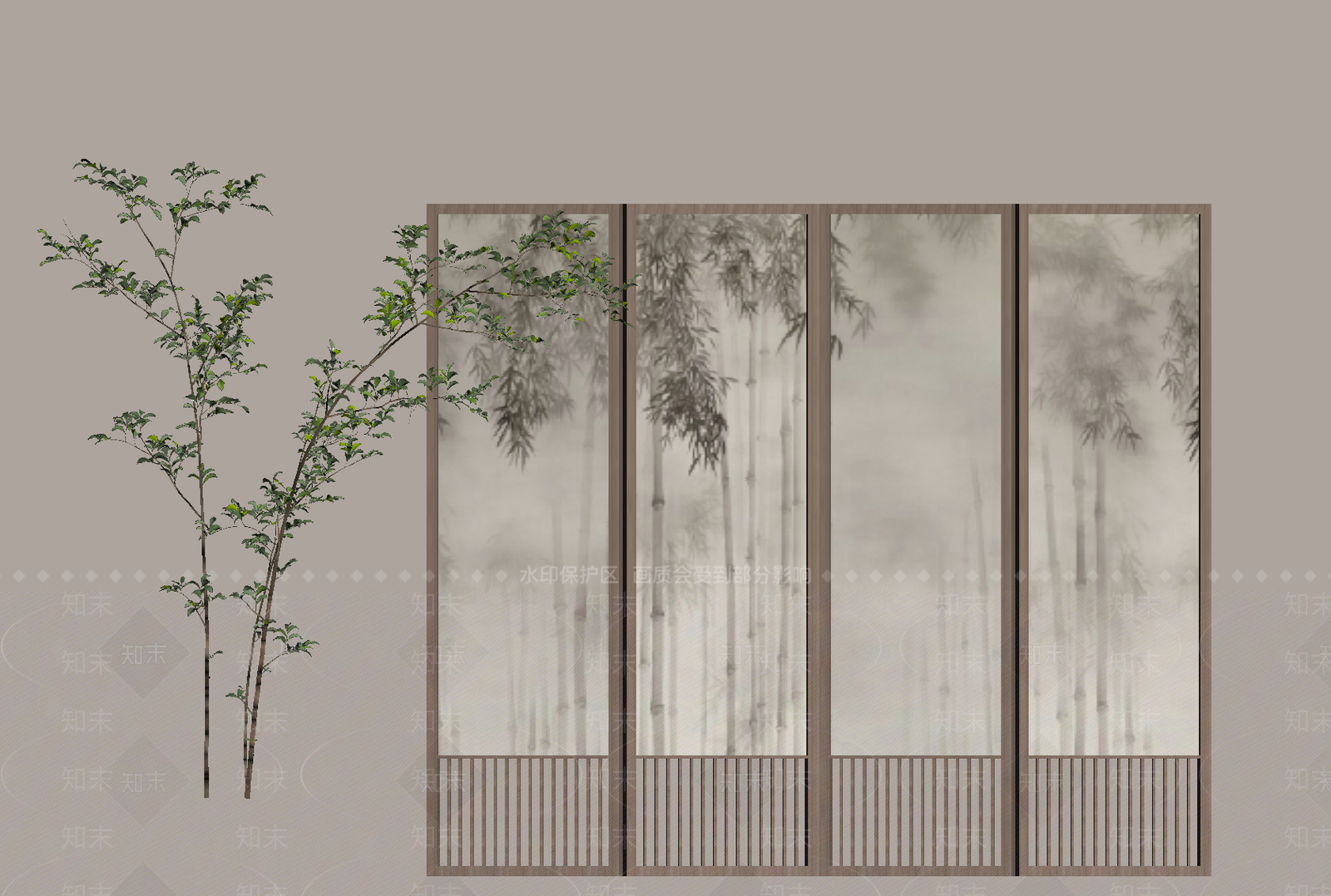 新中式屏风SU模型下载【ID:1190757473】