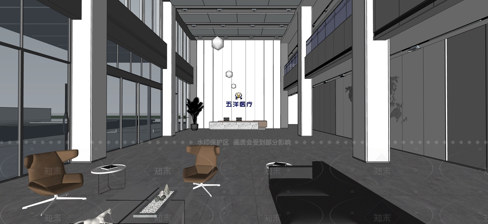 现代办公大堂SU模型下载【ID:1190759708】