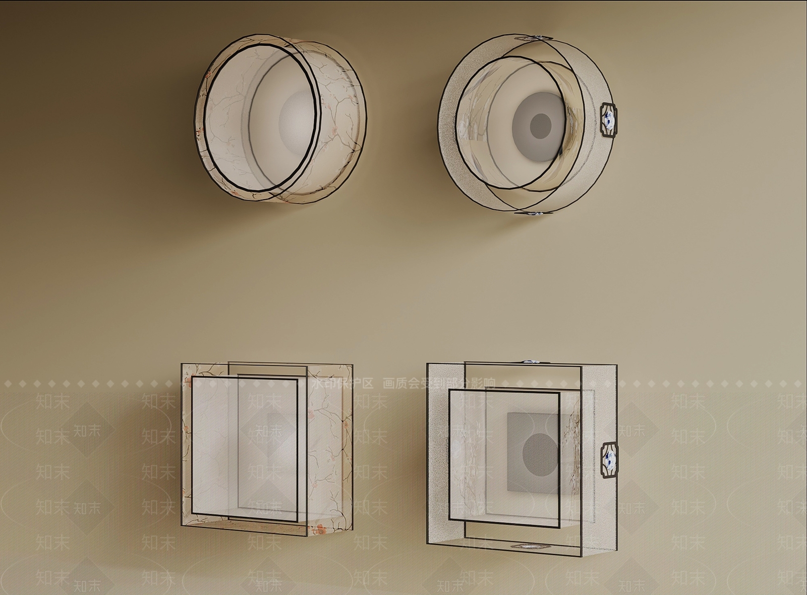 新中式吸顶灯3D模型下载【ID:1190760444】