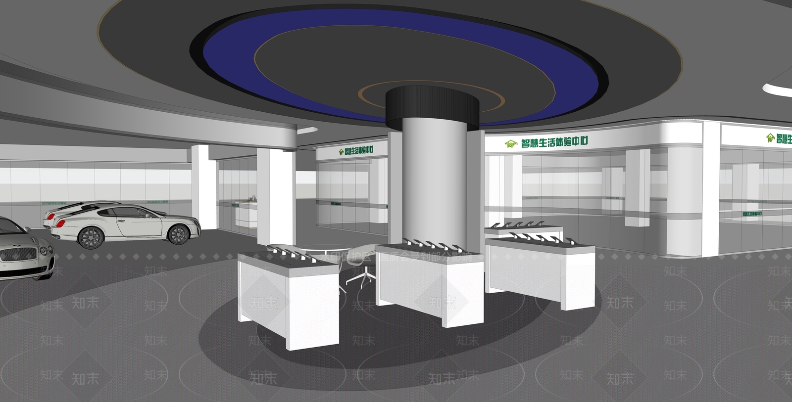 现代极简汽车4S店SU模型下载【ID:1190760783】