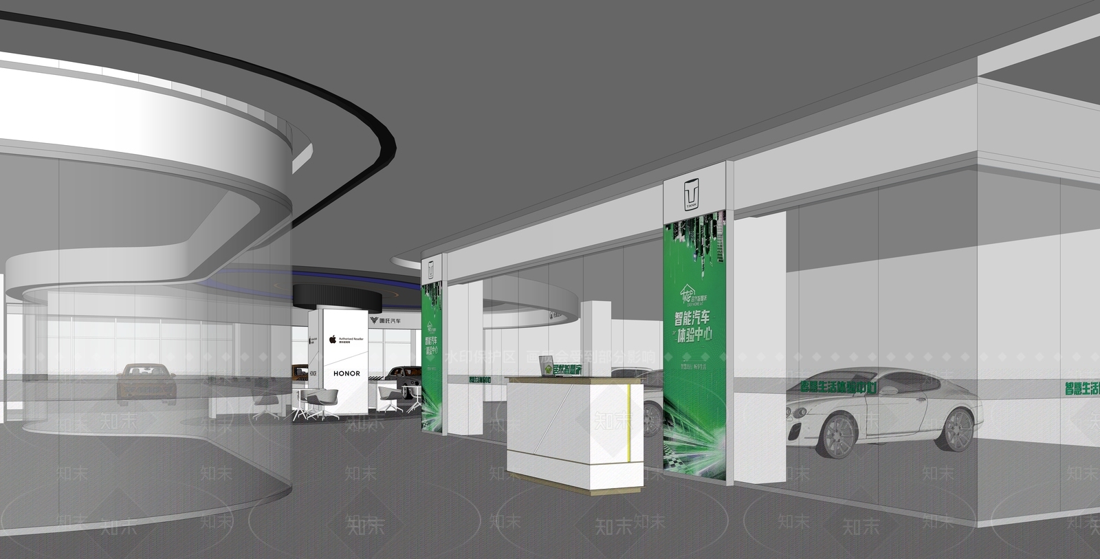 现代极简汽车4S店SU模型下载【ID:1190760783】