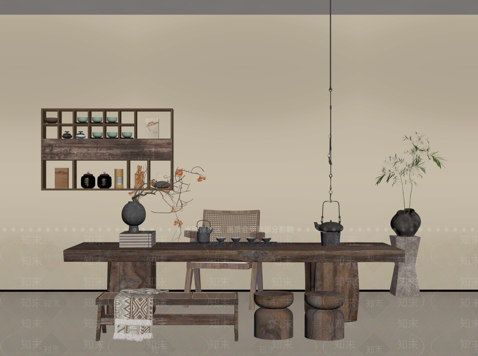 侘寂茶室SU模型下载【ID:1190761504】