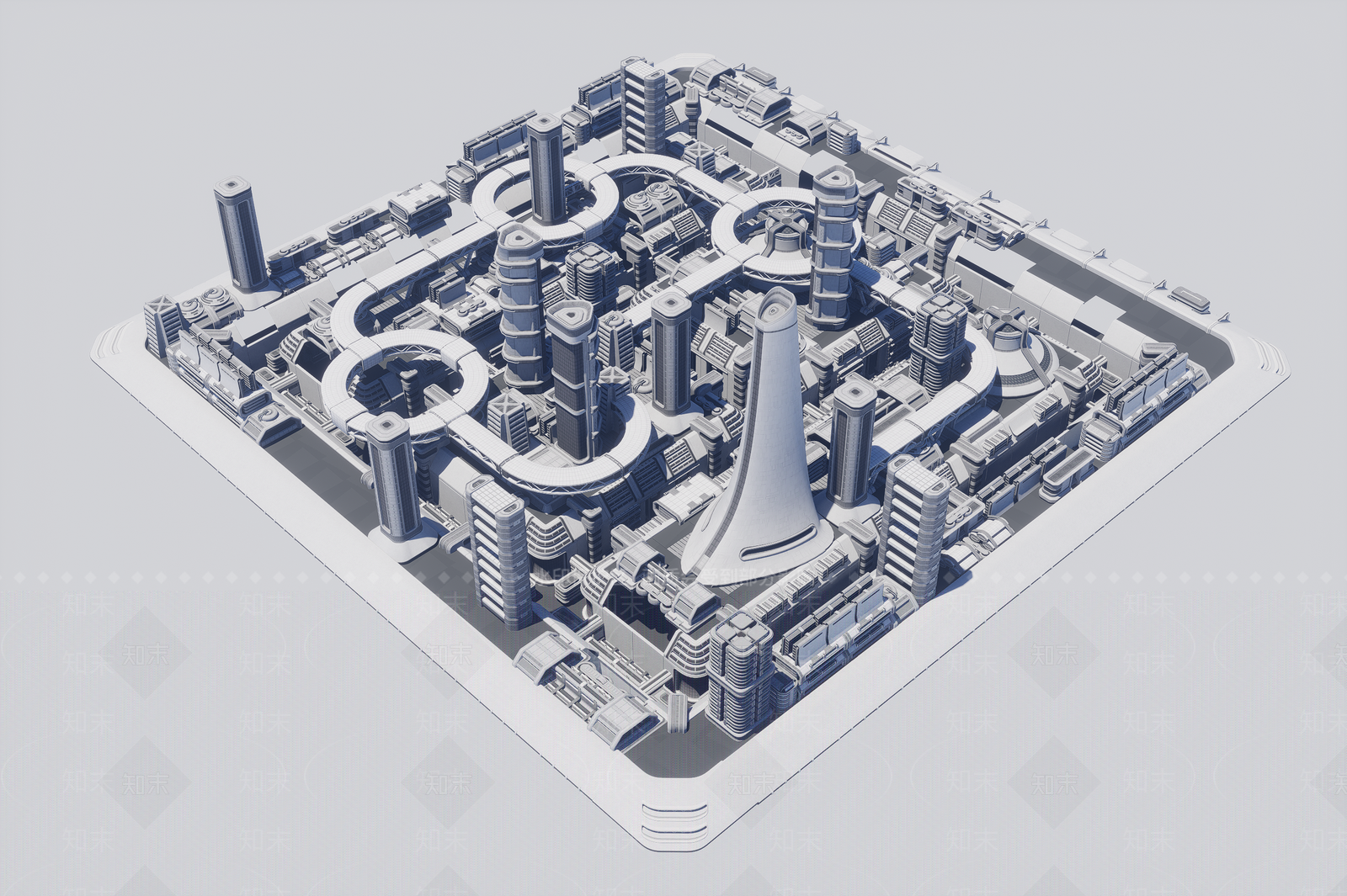 现代鸟瞰规划3D模型下载【ID:1190761660】