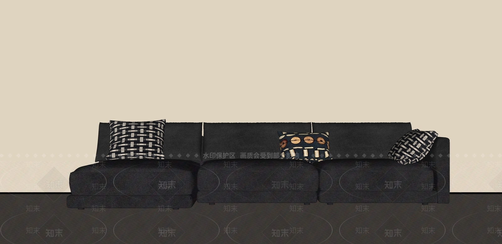 中古侘寂多人沙发SU模型下载【ID:1190763533】