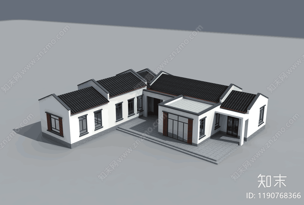 新中式中式别墅建筑施工图下载【ID:1190768366】