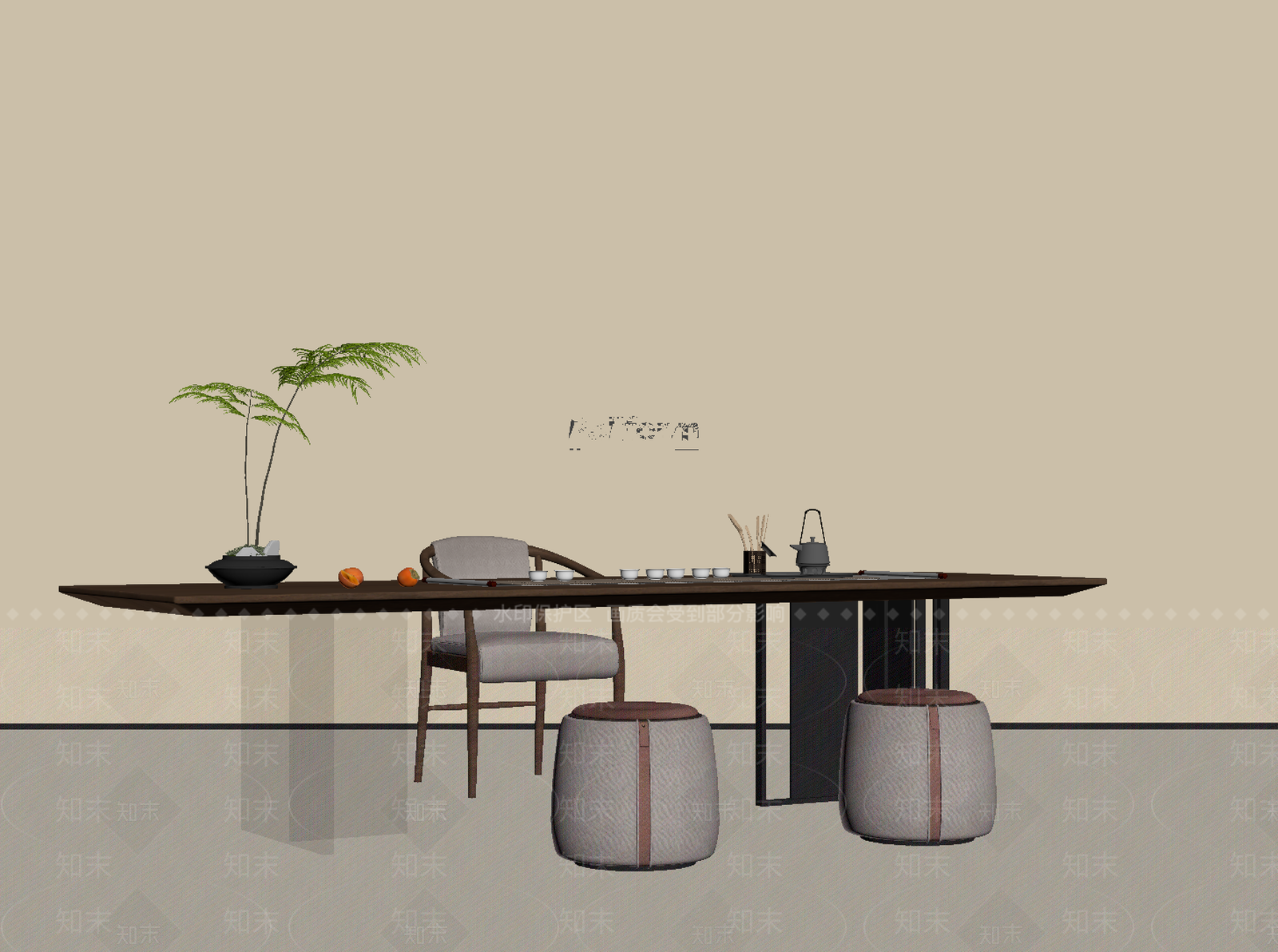 新中式茶桌椅SU模型下载【ID:1190770748】
