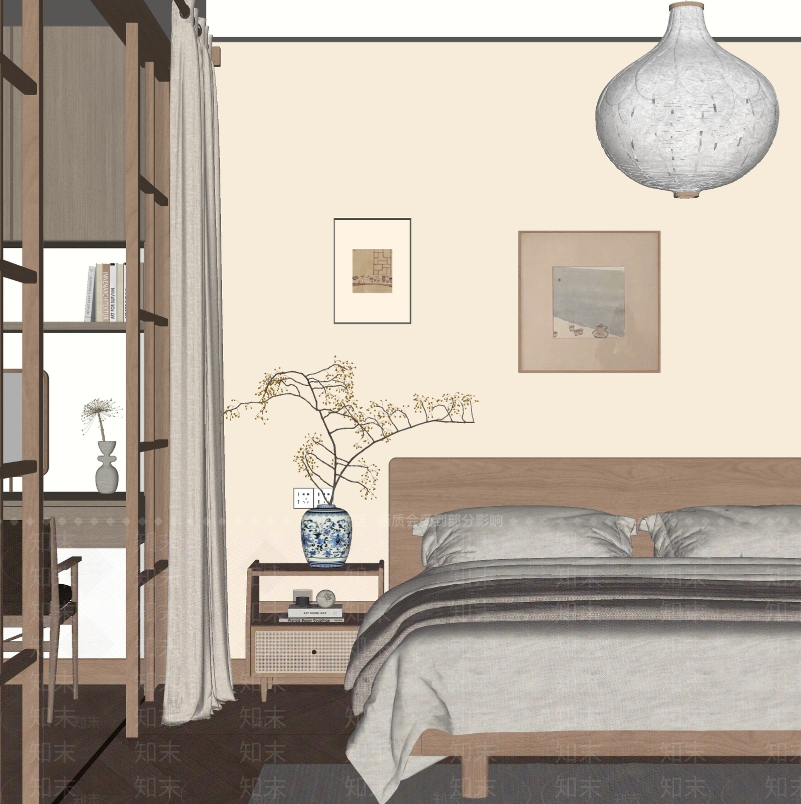 原木框装饰画挂画SU模型下载【ID:1227498488】