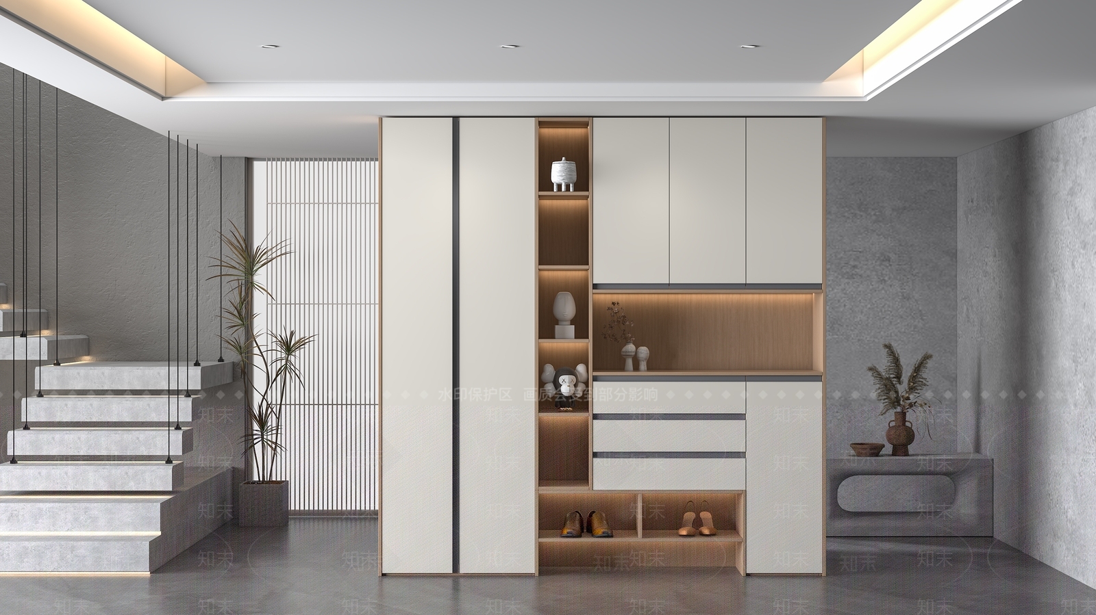 现代原木玄关柜3D模型下载【ID:1190771231】