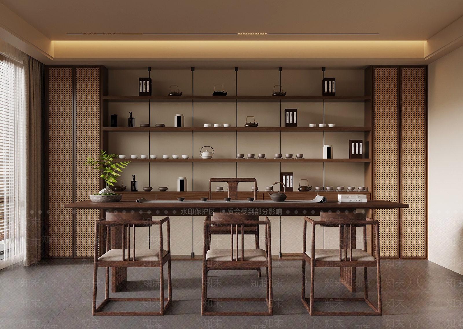 新中式茶室SU模型下载【ID:1190773291】