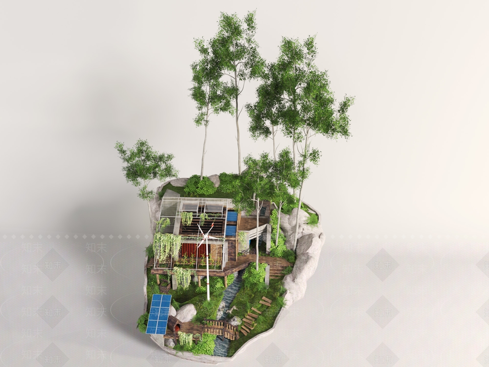 现代别墅外观3D模型下载【ID:1190780152】