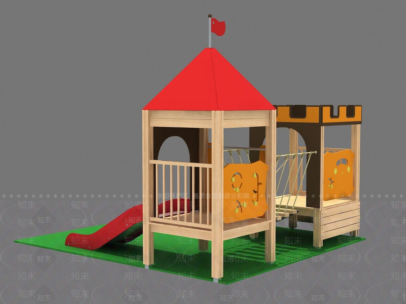 现代城堡滑梯3D模型下载【ID:1190781605】