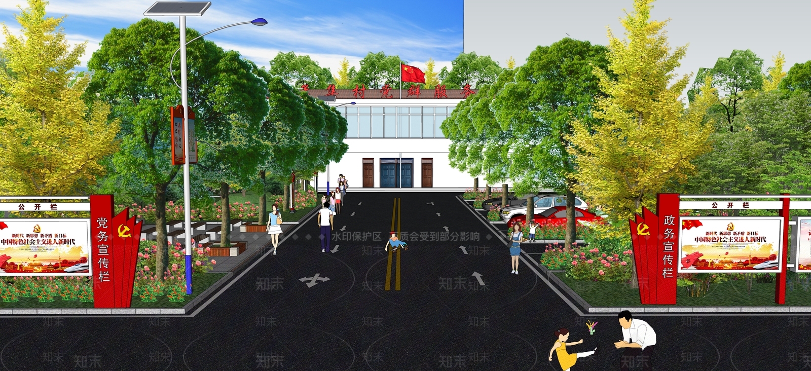 中式乡村公园SU模型下载【ID:1190782810】