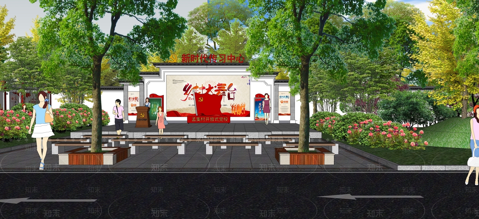 中式乡村公园SU模型下载【ID:1190782810】