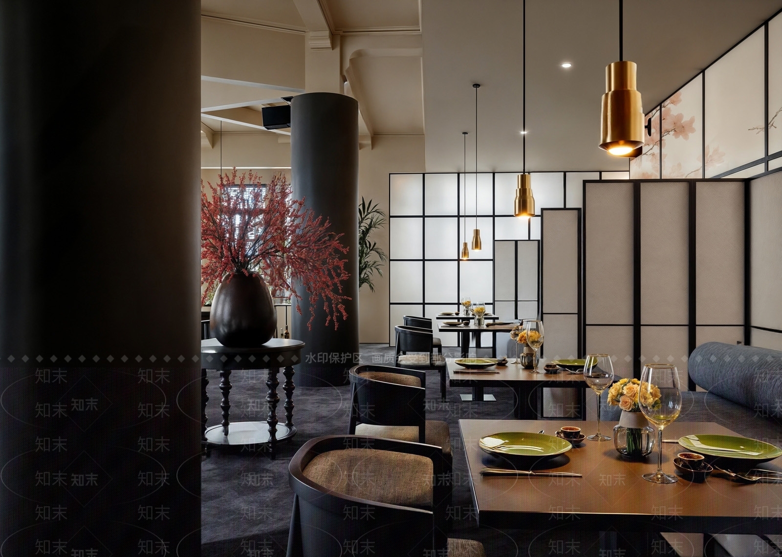 新中式中餐厅SU模型下载【ID:1190783474】