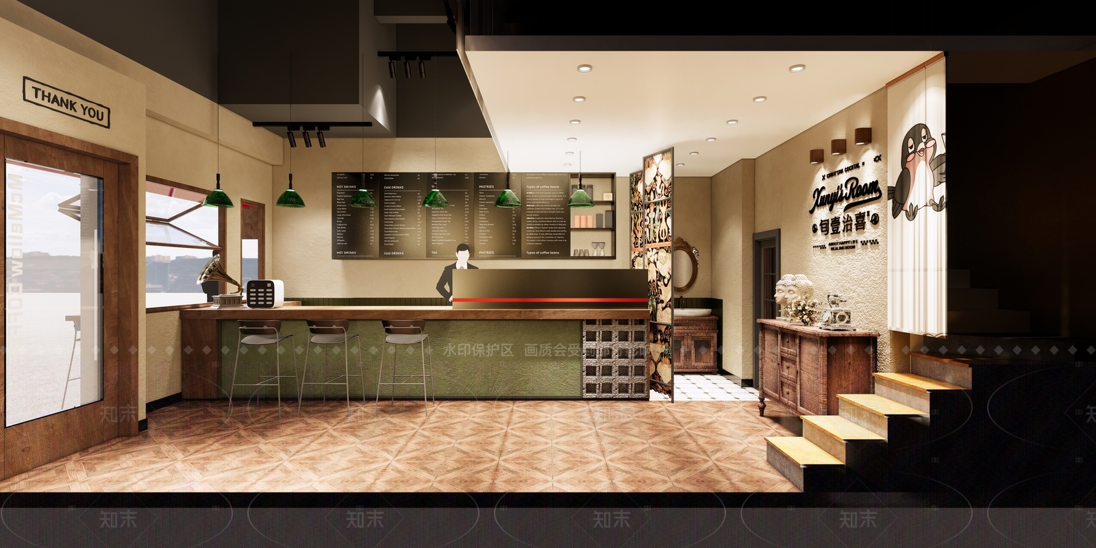 复古奶茶店SU模型下载【ID:1216056717】