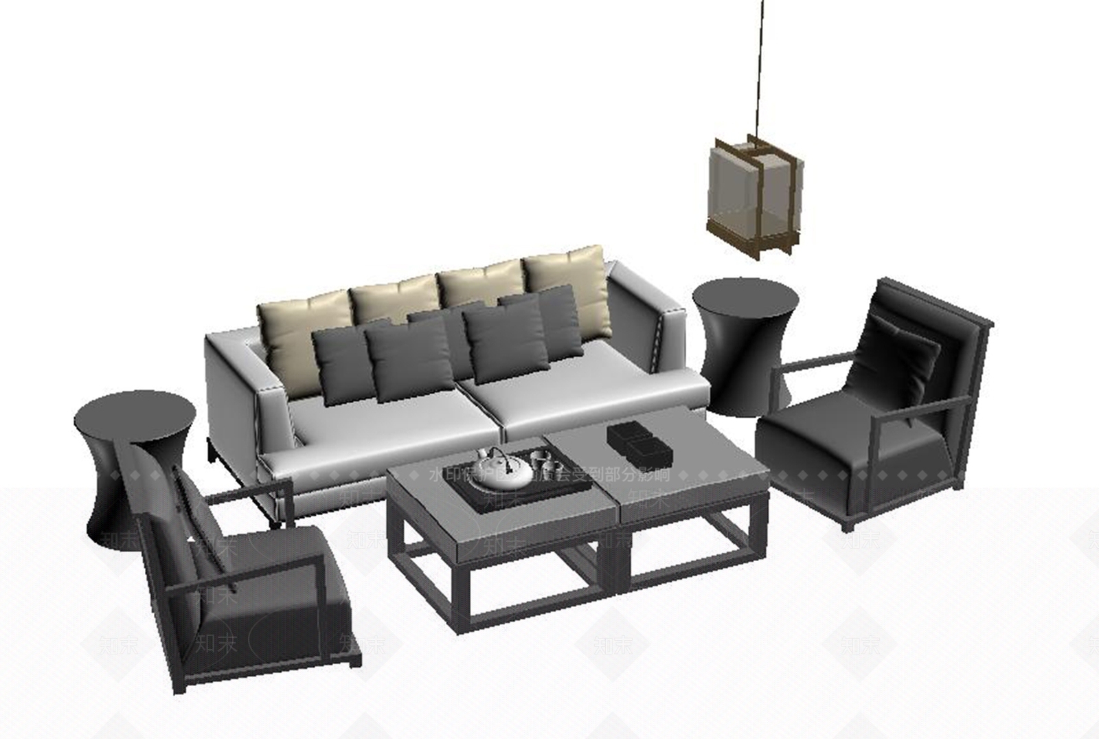 现代沙发组合3D模型下载【ID:1190783891】