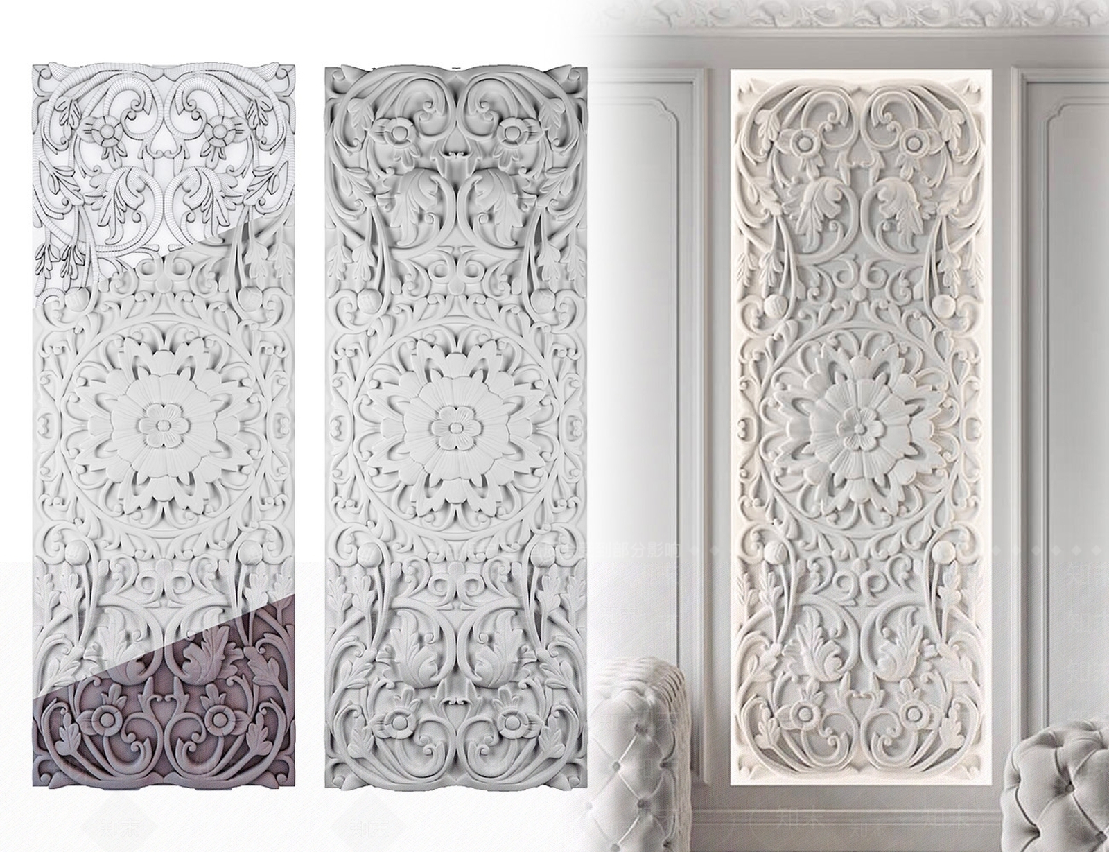 现代欧式浮雕SU模型下载【ID:1190784686】