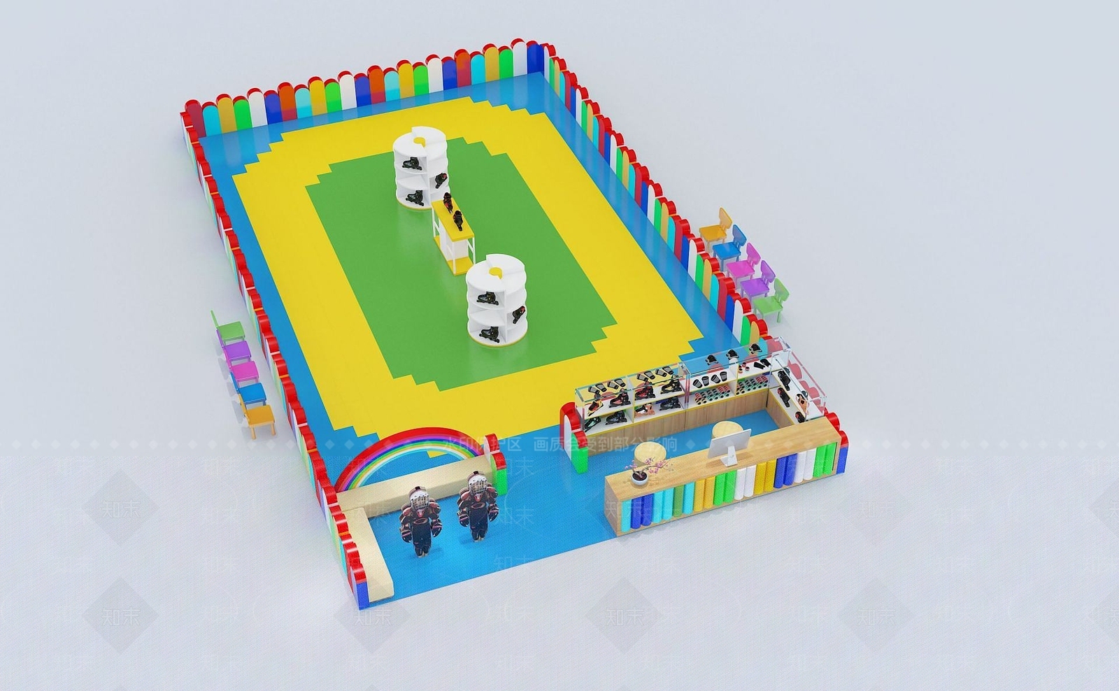 现代儿童轮滑场3D模型下载【ID:1190786687】