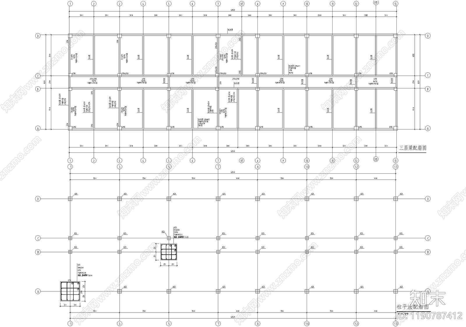 办公楼建筑cad施工图下载【ID:1190787412】