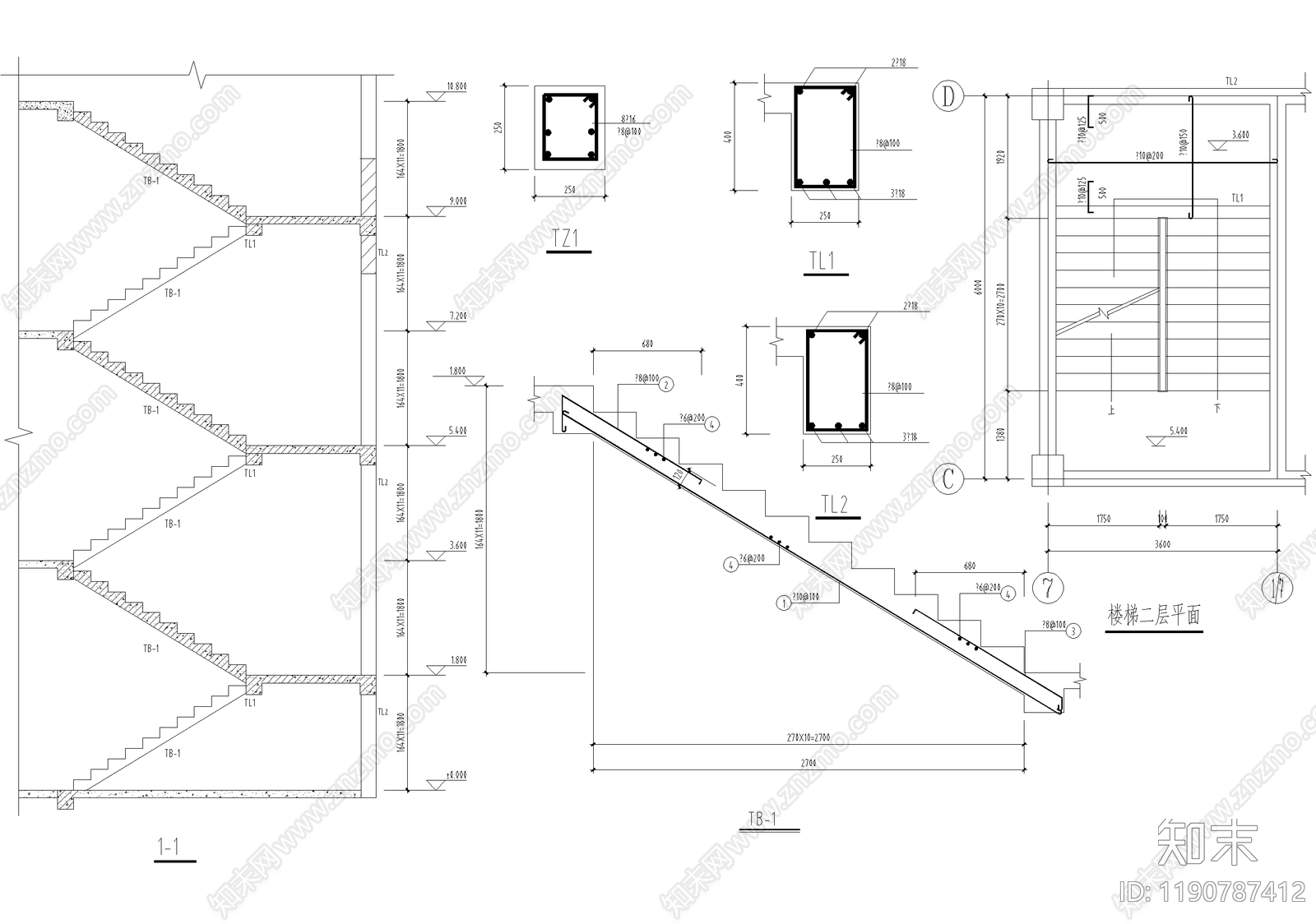 办公楼建筑cad施工图下载【ID:1190787412】