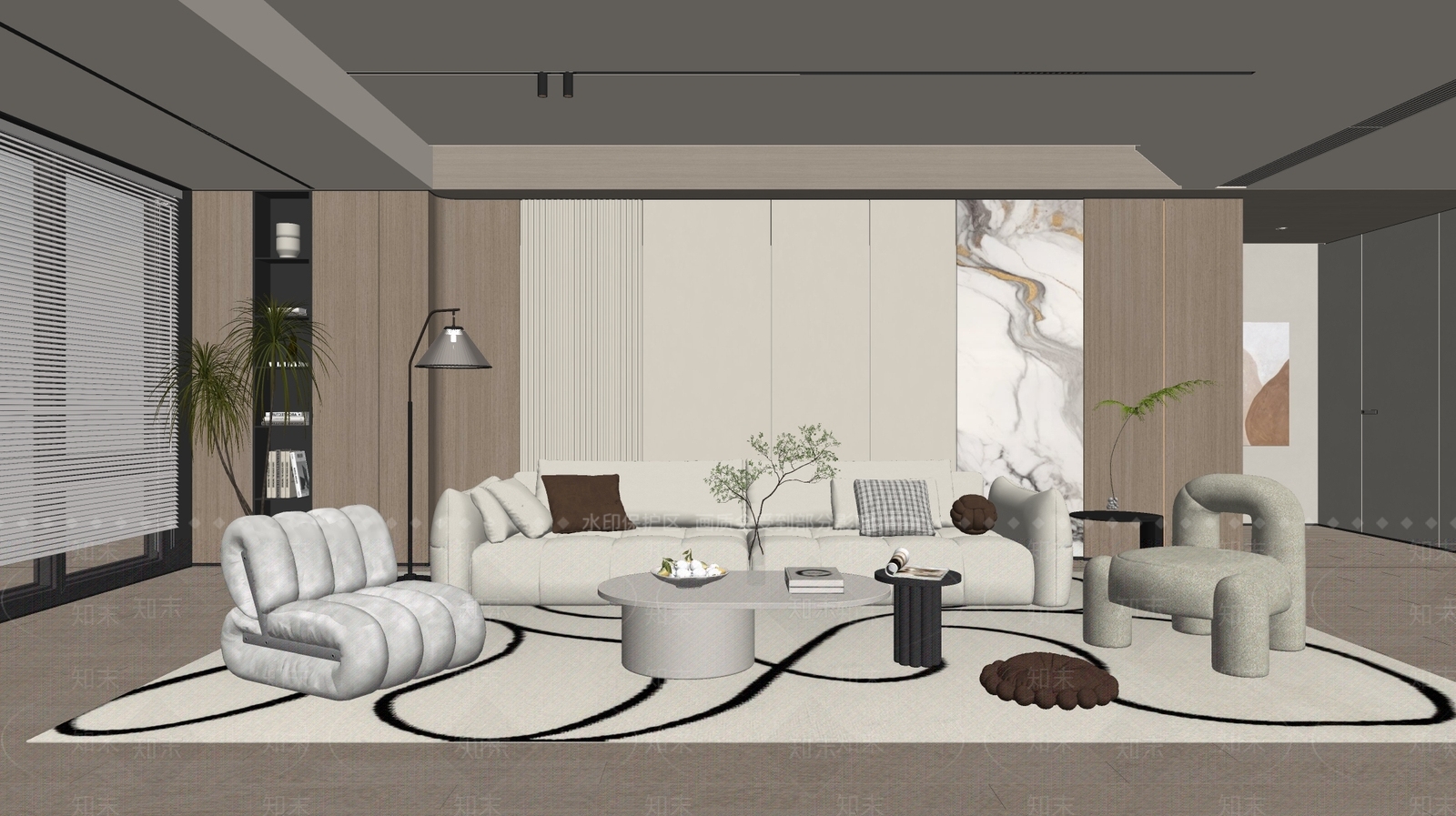 现代家居客厅SU模型下载【ID:1190788122】